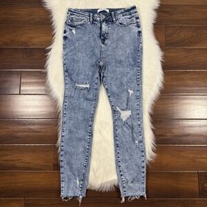 Judy Blue Women's Size 7 / 28 Acid Wash Distressed Skinny Fit Denim Jeans‎
